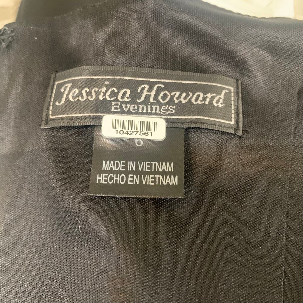 Jessica Howard One Shoulder Dress Sz 6 Black White Satin Beaded Cocktail Formal - Picture 9 of 10